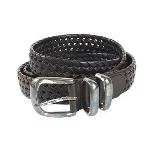 Vintage Fossil Braided Leather Belt Woven Western Buffalo Belt Men 42 Distressed